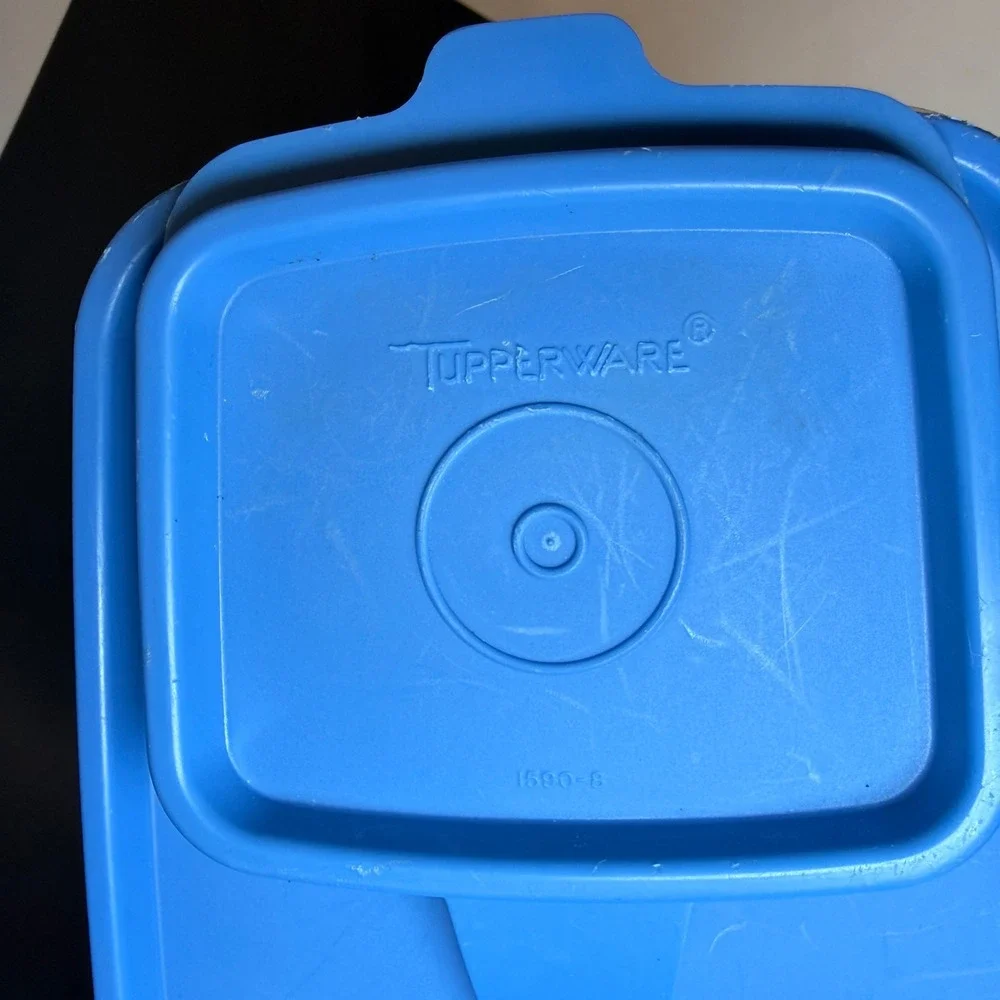 Tupperware Modular Mates Super Oval 4 Blue Flip Top Lid Clear 16.5 Cup Container